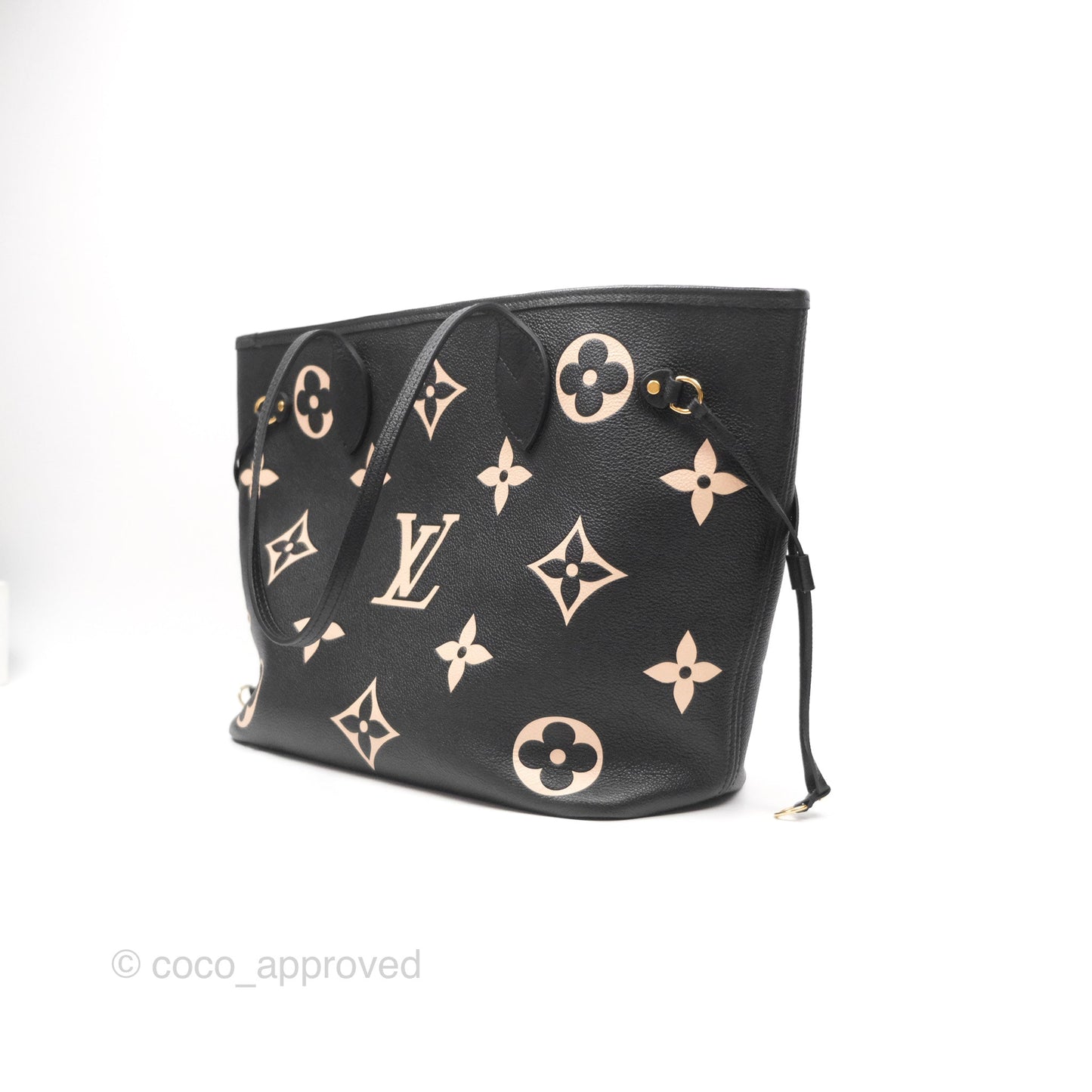 Louis Vuitton Neverfull MM Monogram Black Beige