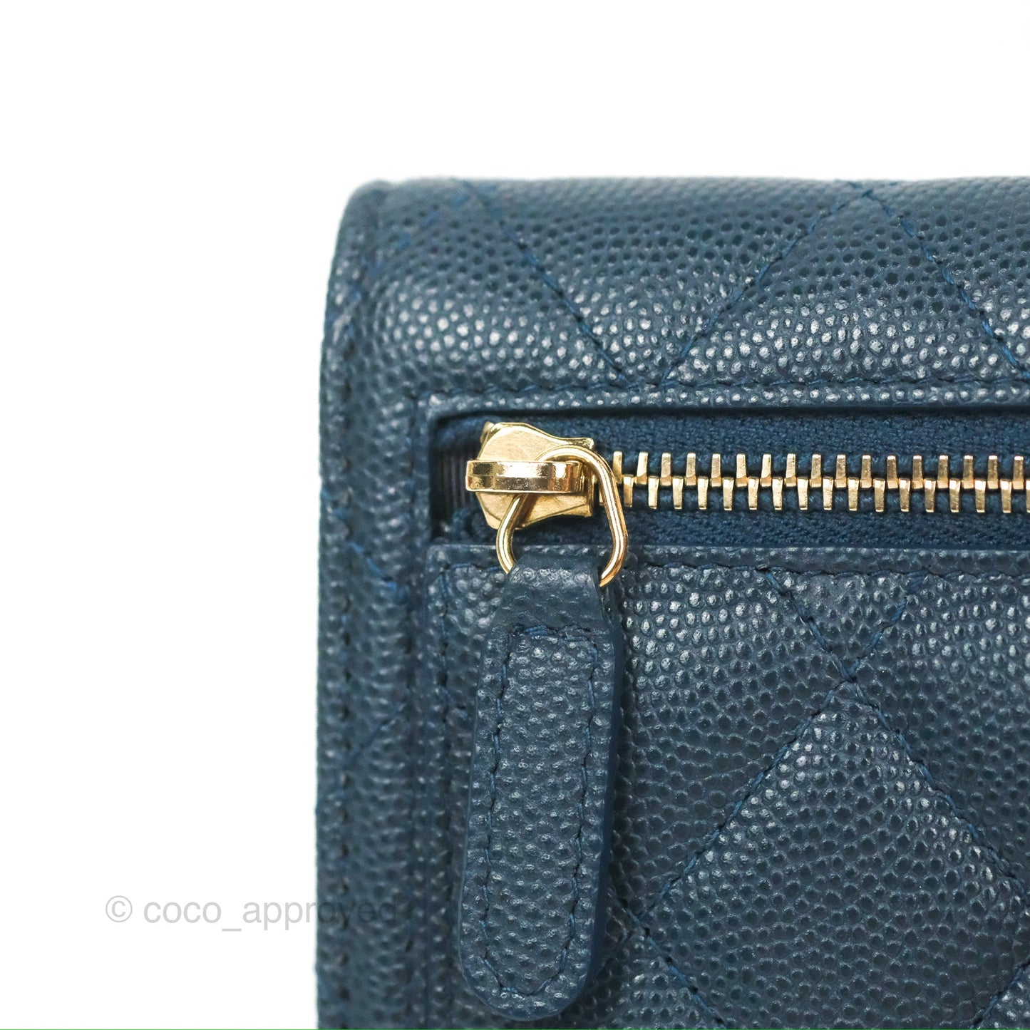 Chanel Classic Short Flap Wallet Blue Caviar Gold Hardware