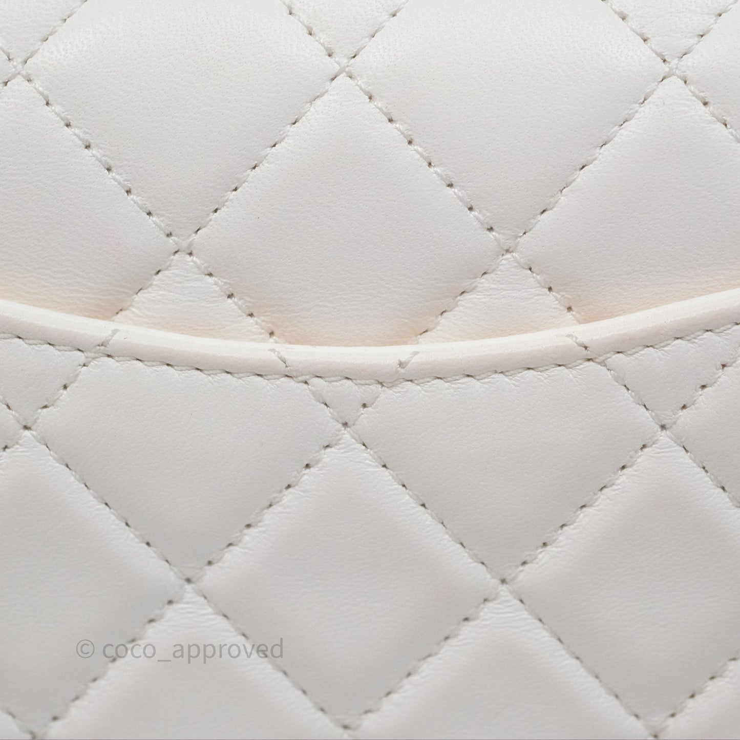 Chanel Mini Rectangular Pearl Crush Quilted White Lambskin Aged Gold Hardware