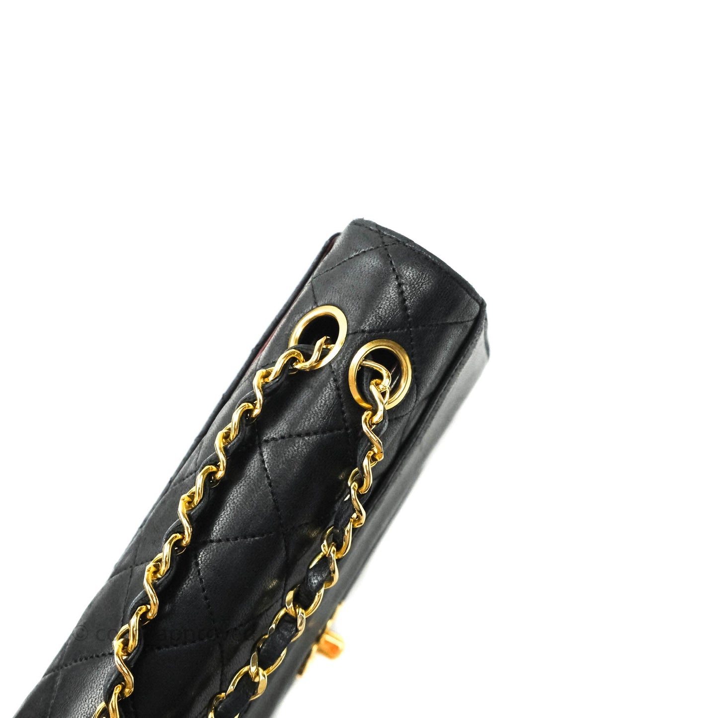 Chanel Vintage Flap Bag with Purse Pouch Black Lambskin 24K Gold Hardware