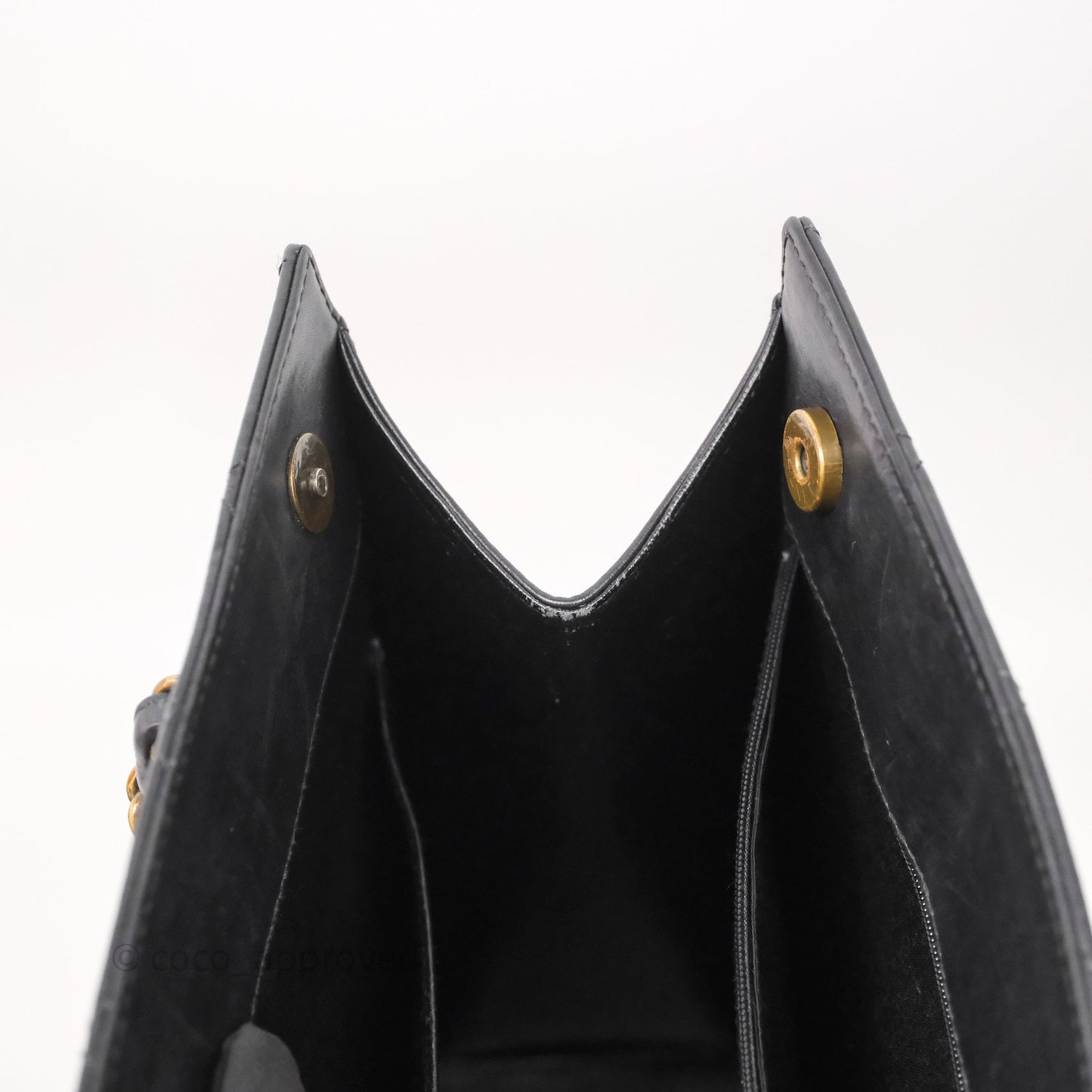 Chanel Vintage Tote Bag Quilted Black Lambskin Antique Gold Hardware