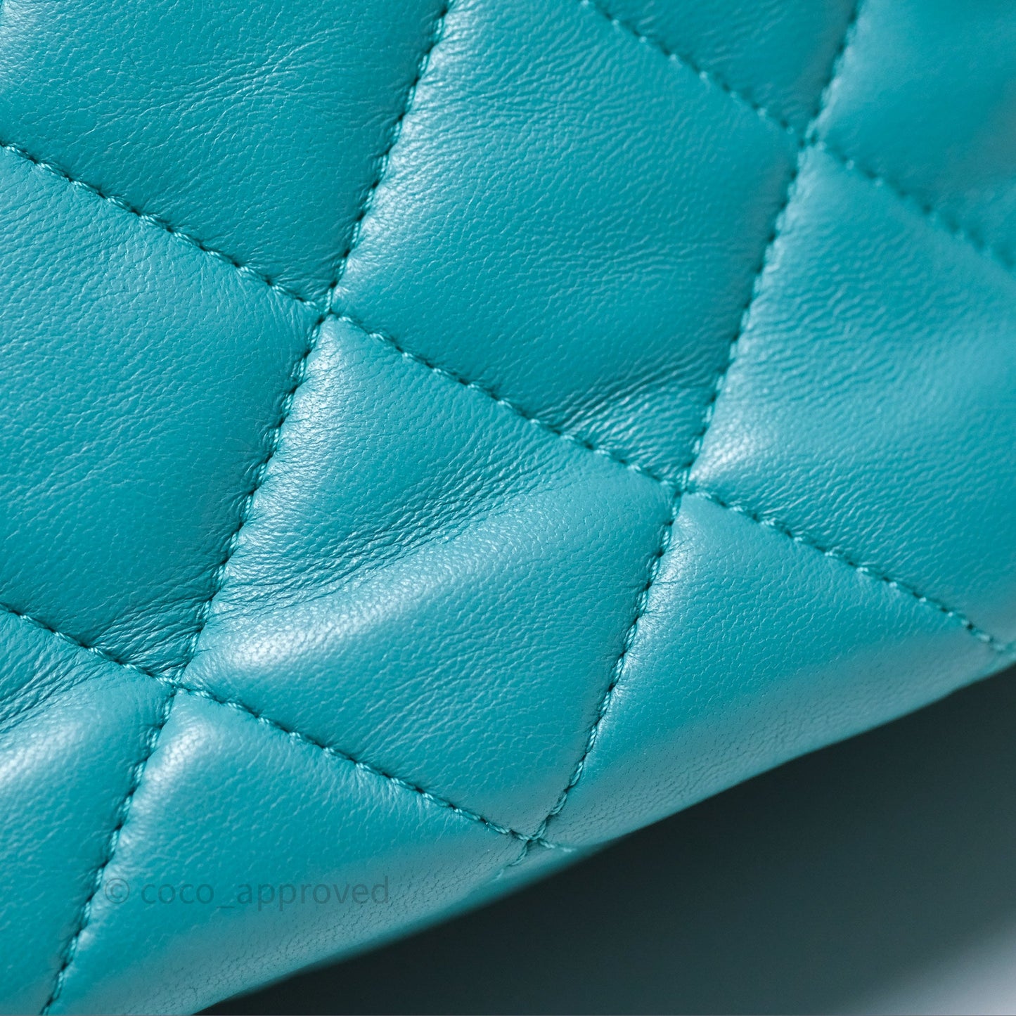 Chanel Pearl CC Drawstring Bucket Bag Teal Green Lambskin Gold Hardware