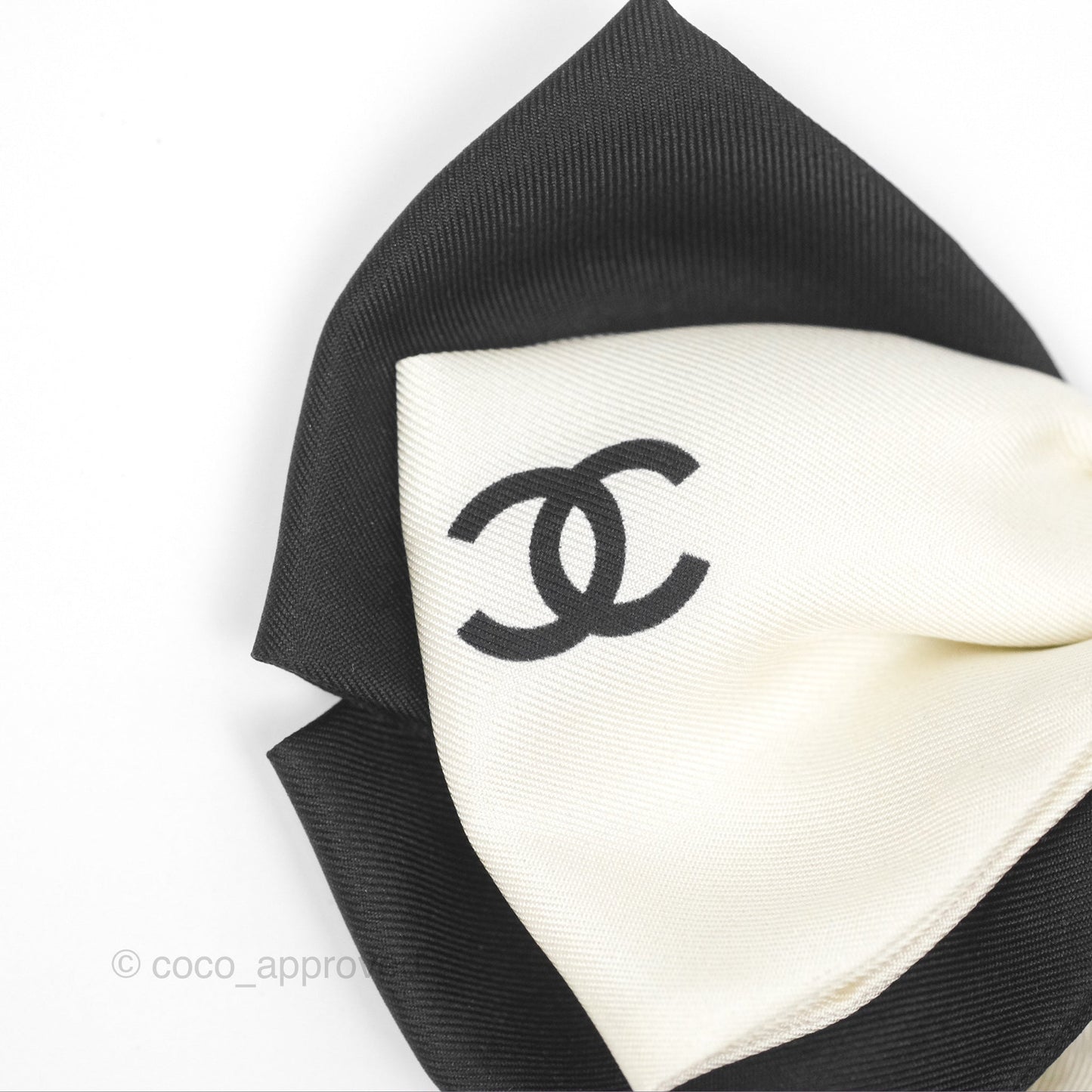 Chanel Bow Silk Hair Accessory Ivory & Black
