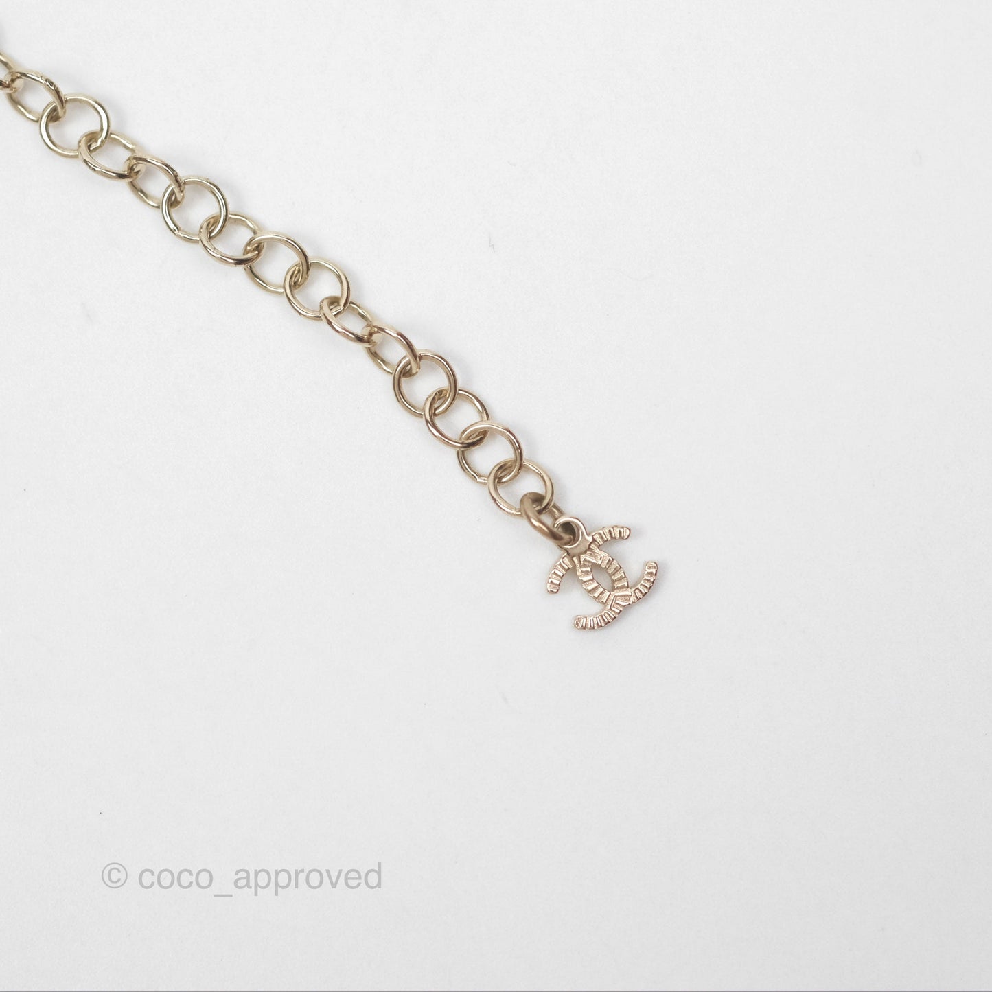 Chanel CC Crystal Chain Choker Necklace Gold Tone 21S