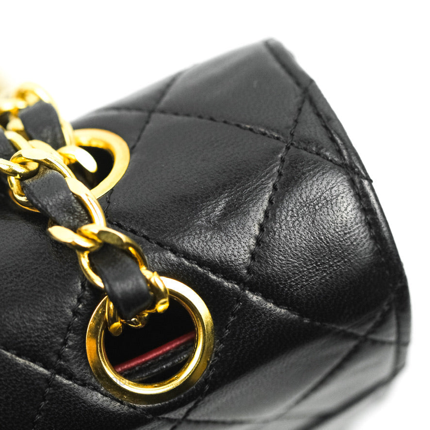 Chanel Vintage Round Flap Bag Quilted Lambskin Gold Hardware