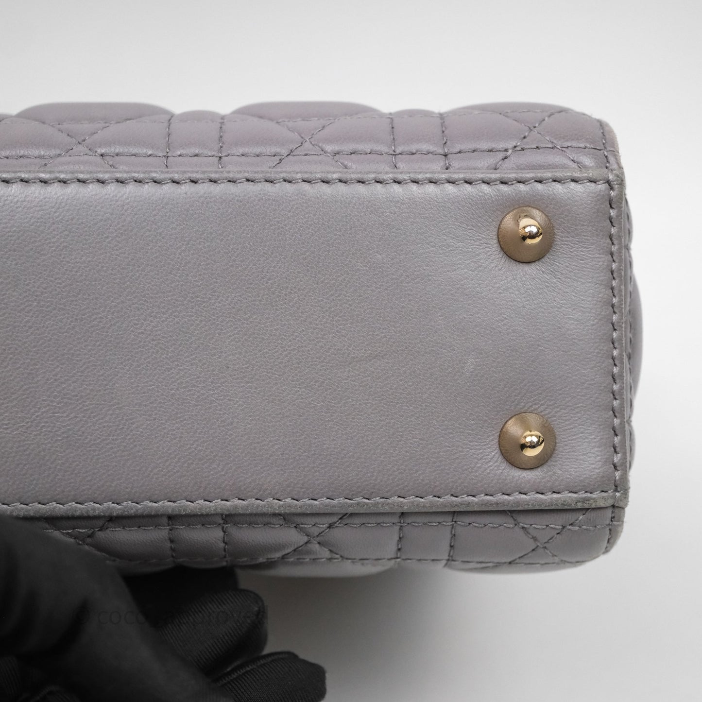 Christian Dior Small Lady Dior My ABCDior Bag Stone Gray Cannage Lambskin