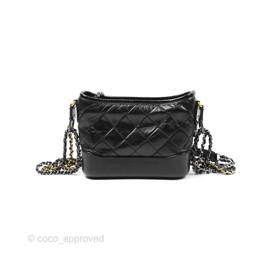 Chanel Small Gabrielle Hobo Quilted Black Aged Calfskin