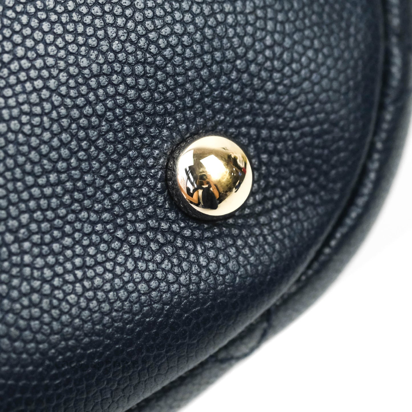 Chanel Caviar Quilted Rolled Up Bucket Drawstring Bag Navy Gold Hardware