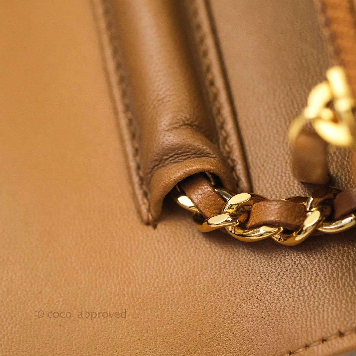 Chanel Quilted Wallet on Chain WOC Caramel Tan Lambskin Gold Hardware