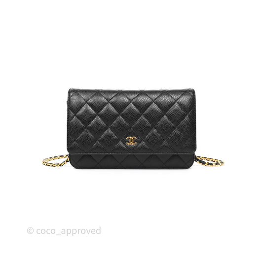 Chanel Classic Wallet On Chain WOC Quilted Black Caviar Gold Hardware