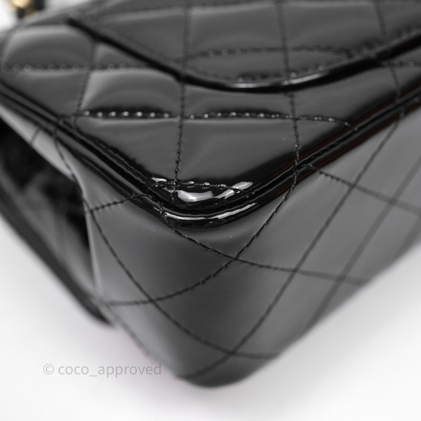 Chanel Top Handle Mini Rectangular Flap Black Patent Gold Hardware