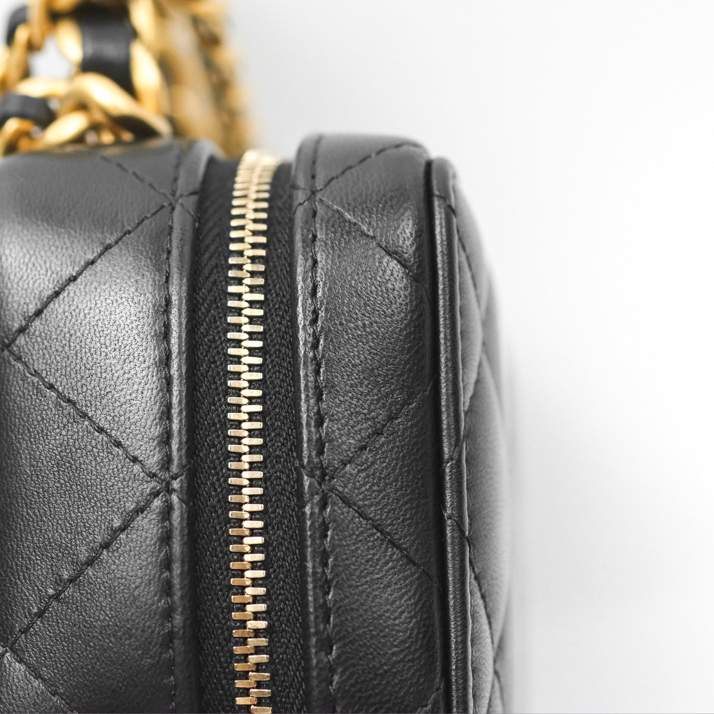 Chanel Top Handle Vanity Case Black Lambskin Aged Gold Hardware 22A