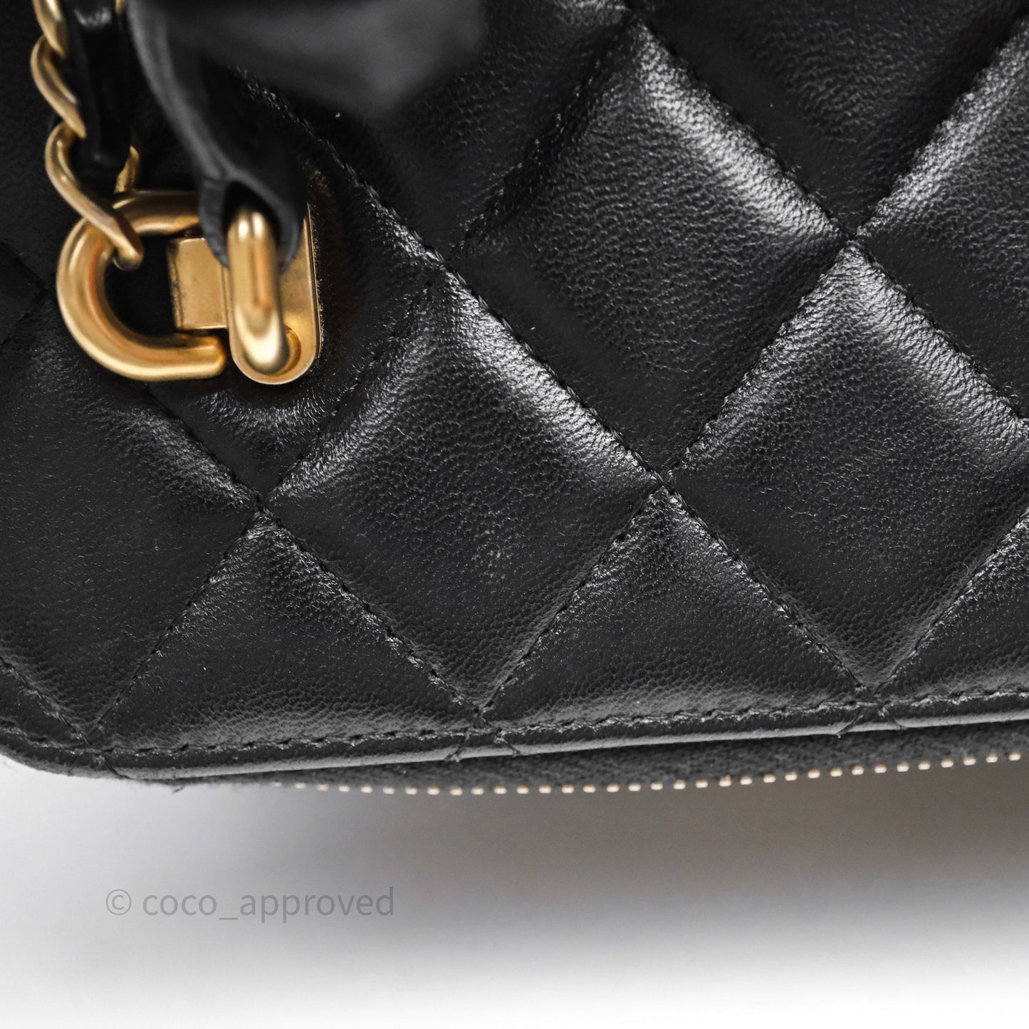 Chanel Vanity Rectangular Top Handle Black Lambskin Gold Hardware