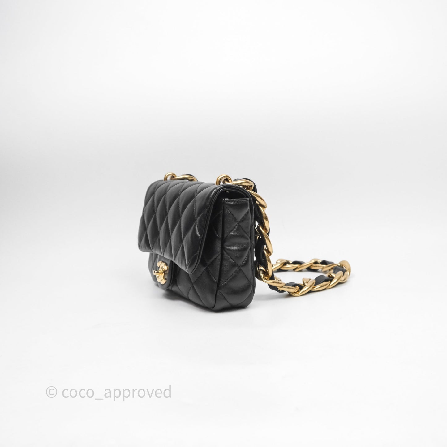 Chanel Small Funky Town Black Lambskin Aged Gold Hardware