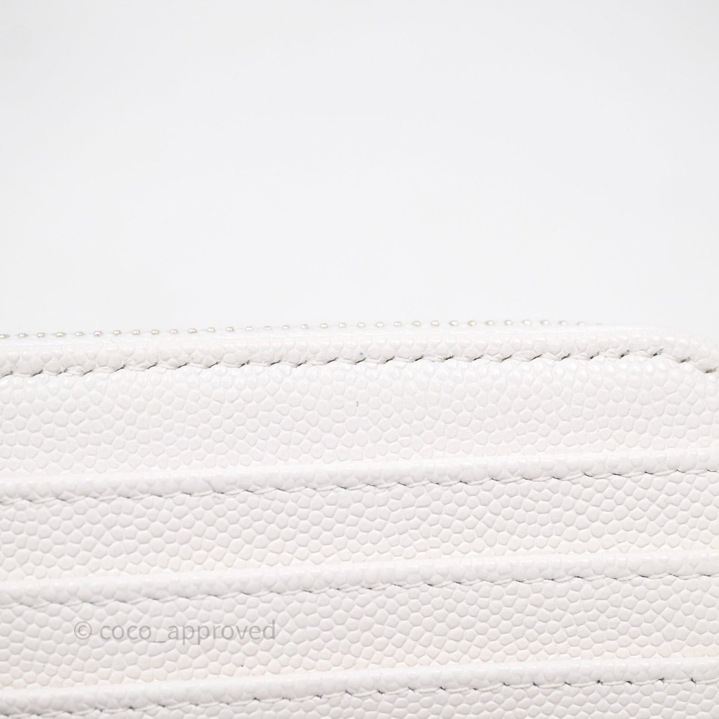 Chanel Quilted Classic Zip Card Holder Wallet White Caviar Gold Hardware