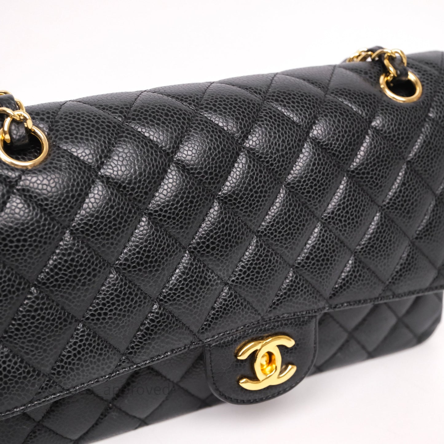 Chanel Classic M/L Medium Flap Quilted Black Caviar Gold Hardware