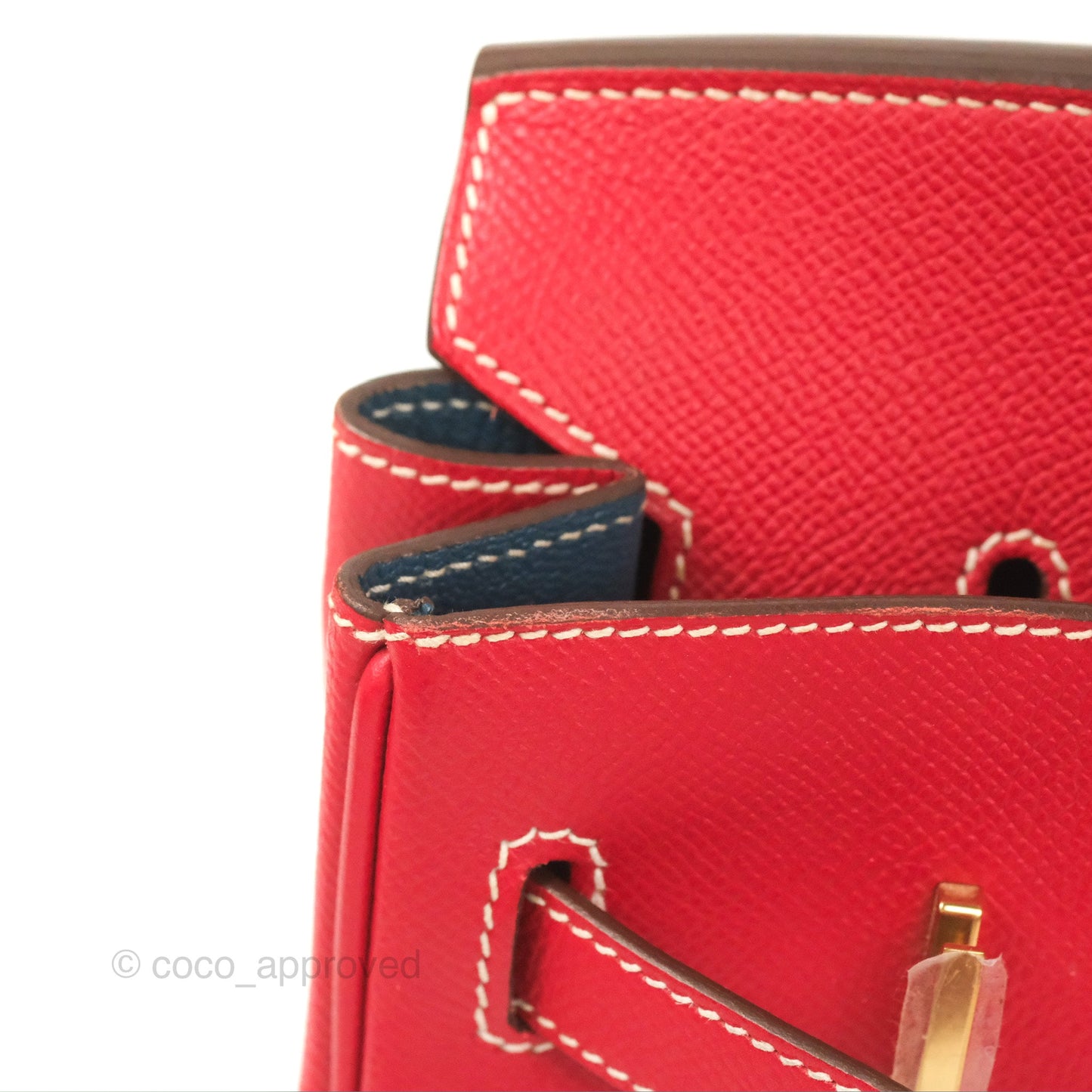 Hermès Candy Birkin 30 Rouge Casque/Blue Thalassa Epsom Permabrass Hardware
