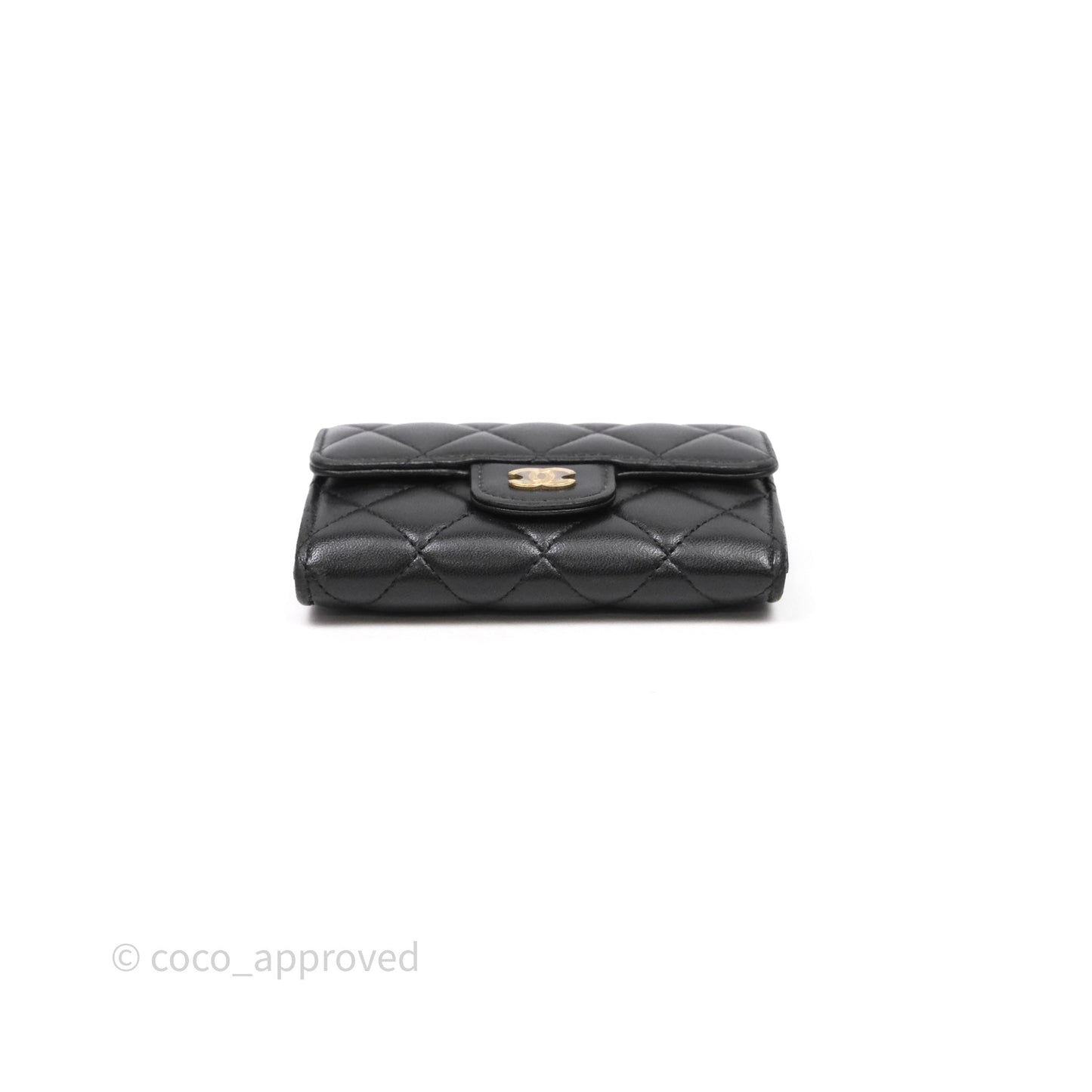 Chanel Quilted Flap Card Holder Black Lambskin Gold Hardware