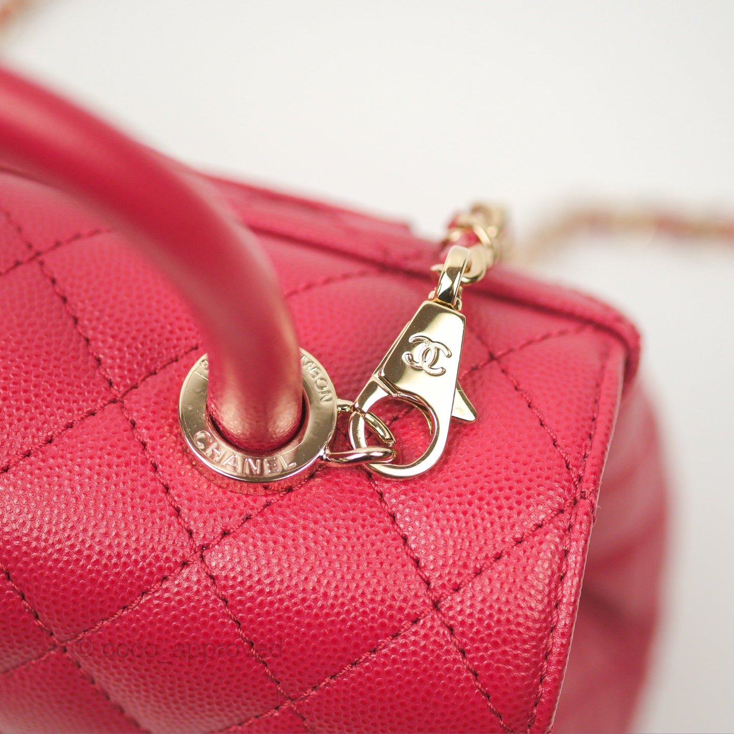 Chanel Small Coco Handle Quilted Dark Rose Pink Caviar Gold Hardware 21A