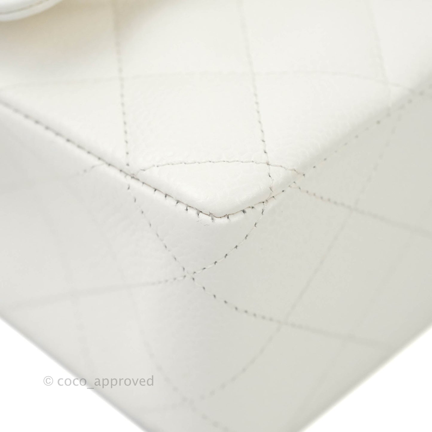 Chanel Quilted M/L Medium Double Flap White Caviar Silver Hardware