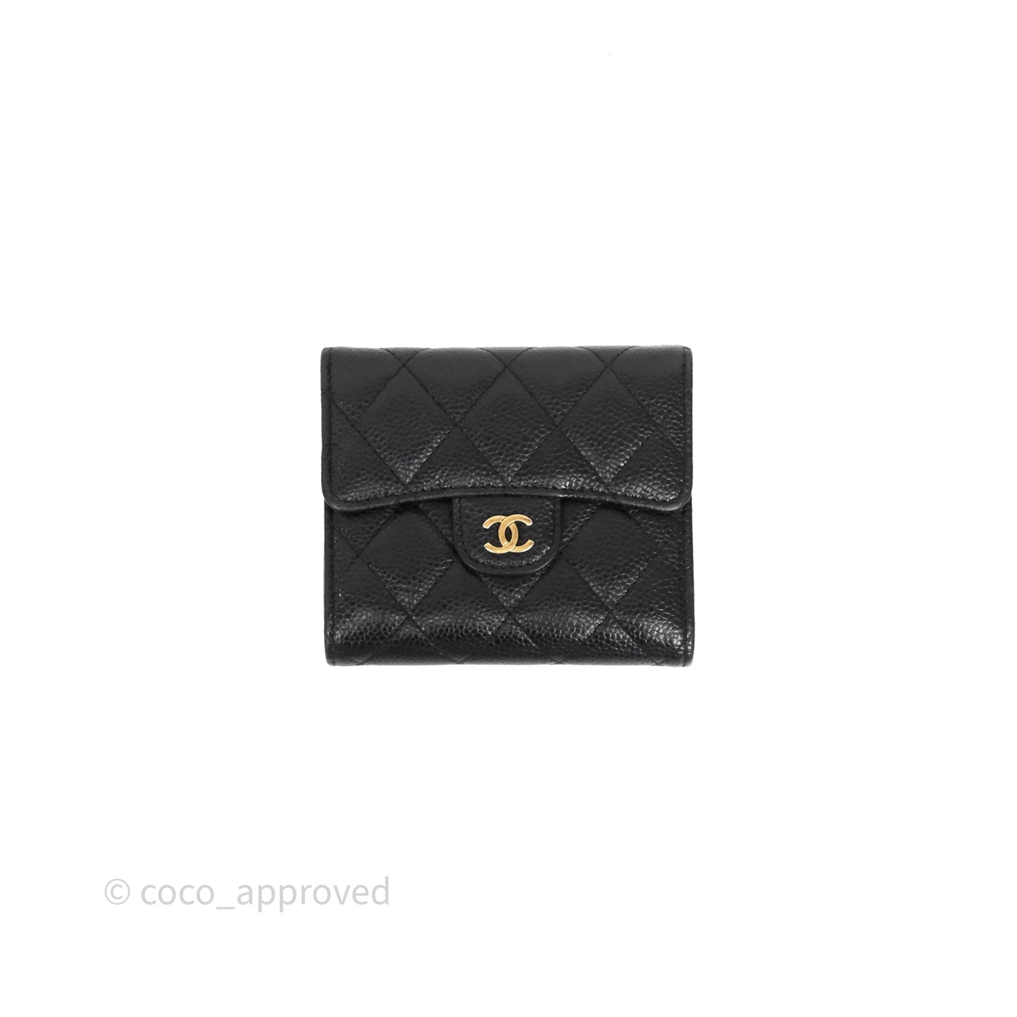 Chanel Classic Short Flap Wallet Black Caviar Gold Hardware