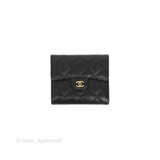 Chanel Classic Short Flap Wallet Black Caviar Gold Hardware