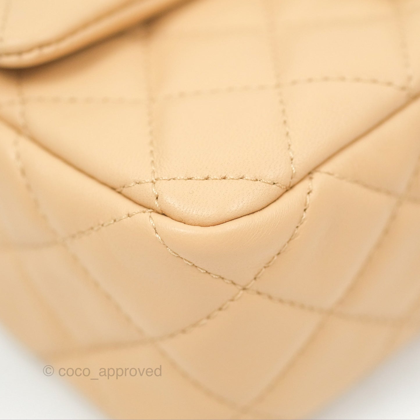 Chanel Pearl Crush Mini Rectangular Beige Lambskin Aged Gold Hardware