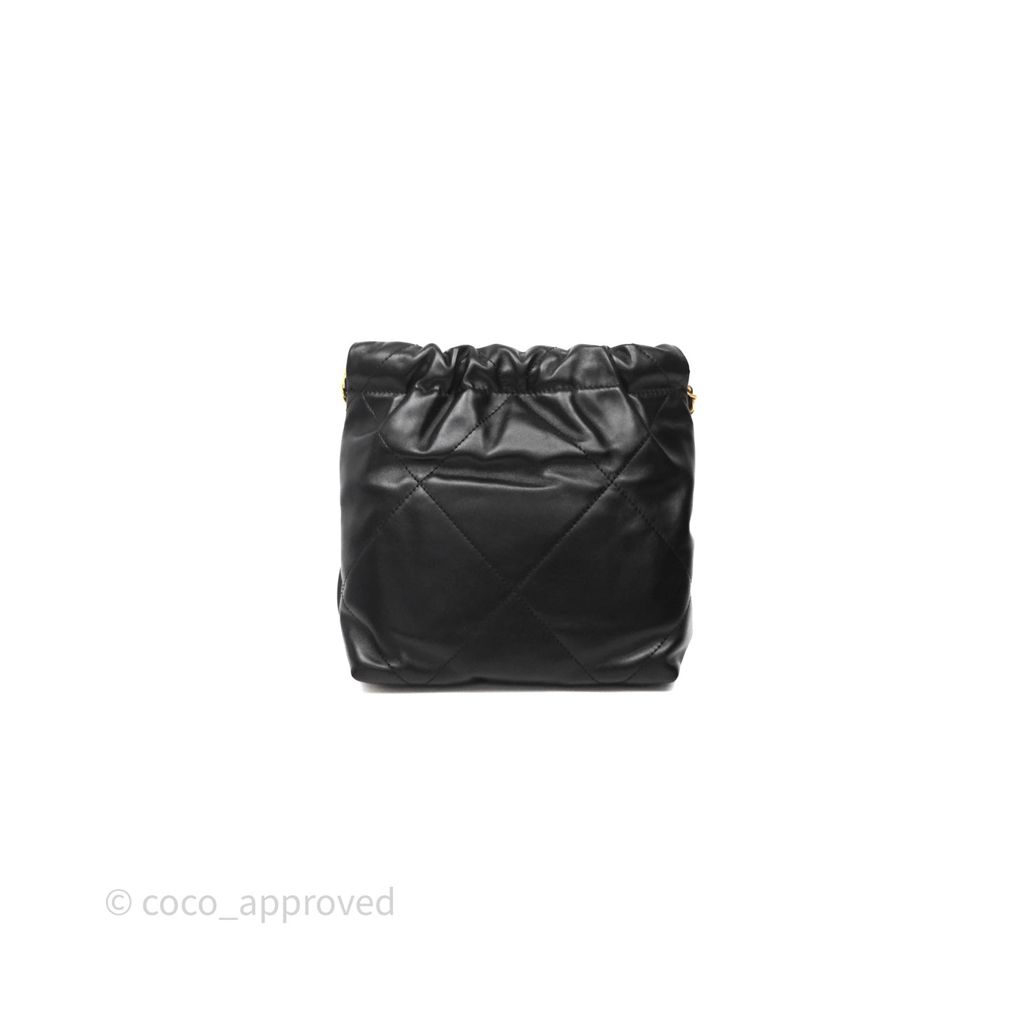 Chanel 22 Mini Bag Black Shiny Crumpled Calfskin Aged Gold Hardware