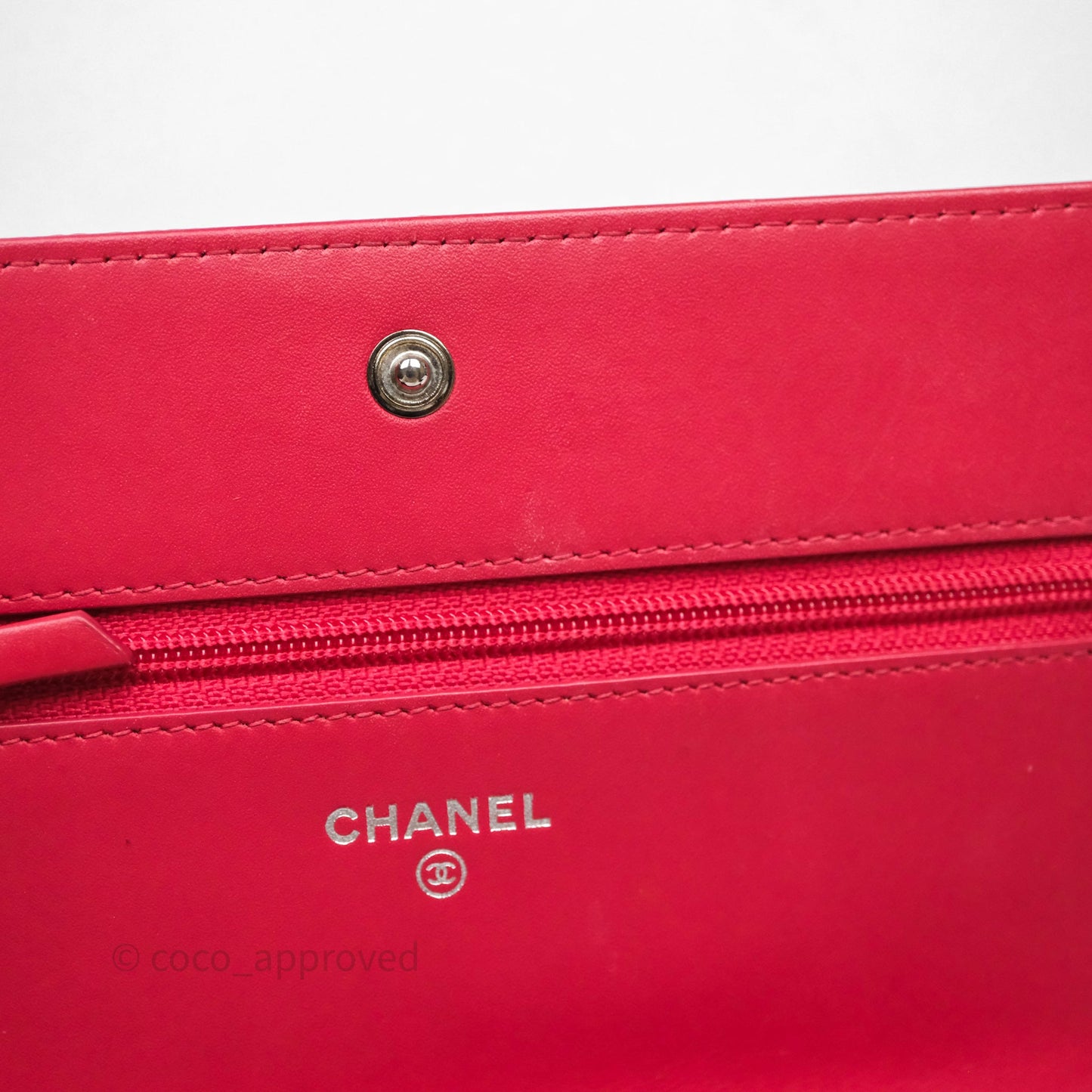 Chanel CC Wallet On Chain WOC Dark Pink Caviar Silver Hardware