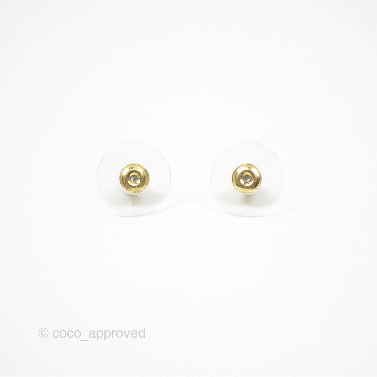 Chanel CC Pearl Rhinestone Earrings Gold Tone 21A