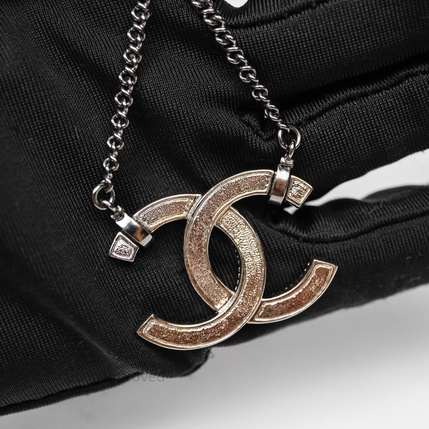 Chanel Crystals CC Necklace Gun Metal 21B