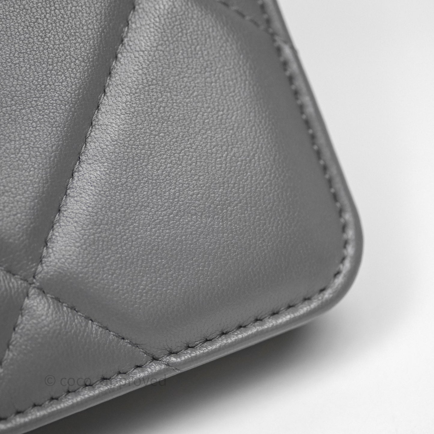 Chanel 19 Wallet on Chain WOC Grey Lambskin Mixed Hardware
