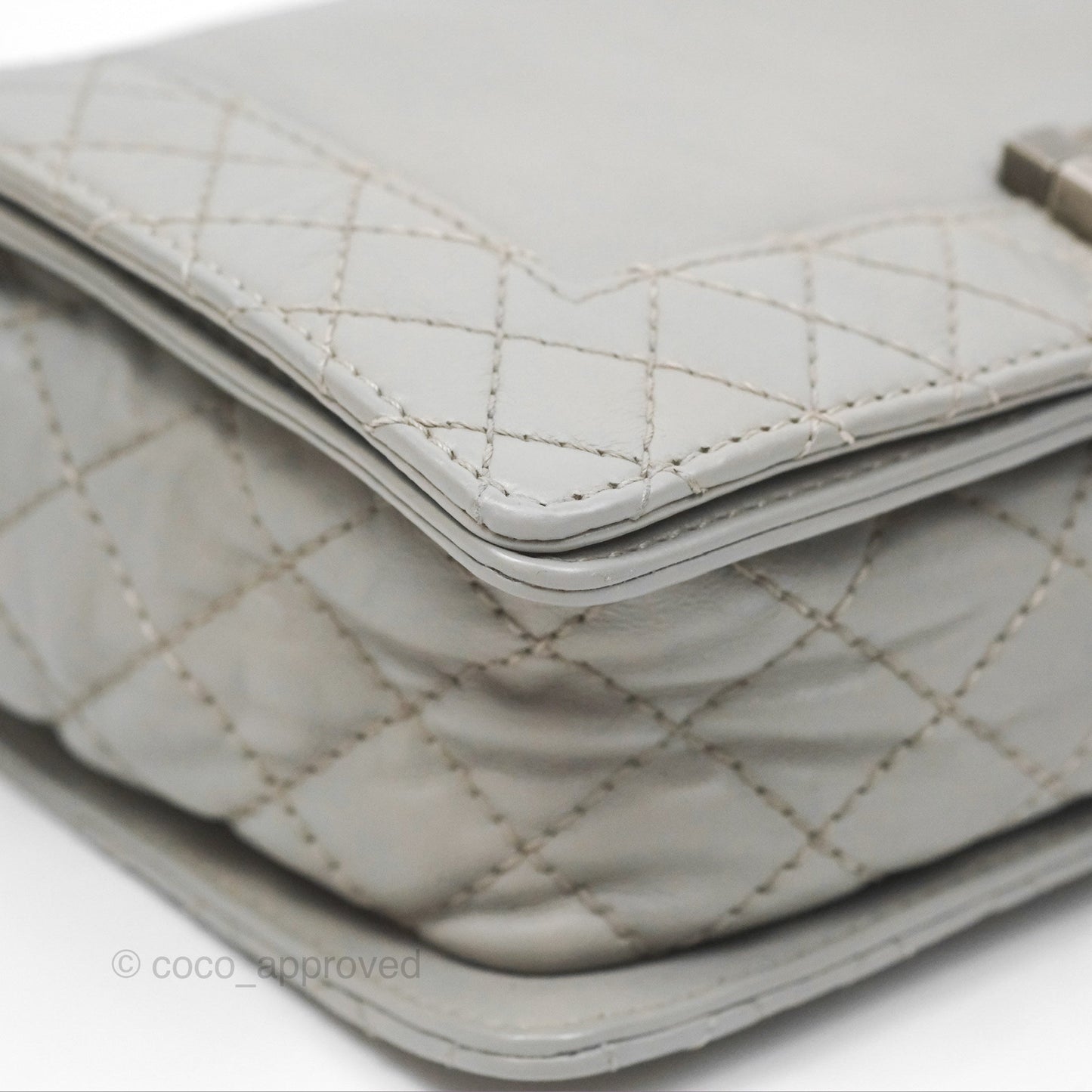 Chanel Medium Boy Reverso Flap Light Grey Calfskin Ruthenium Hardware