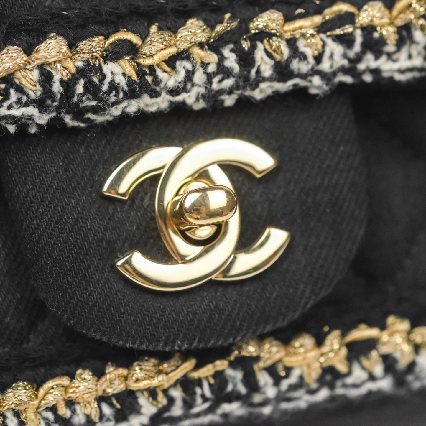Chanel Mini Rectangular Flap Bag Black Denim Braided Gold Hardware 18A