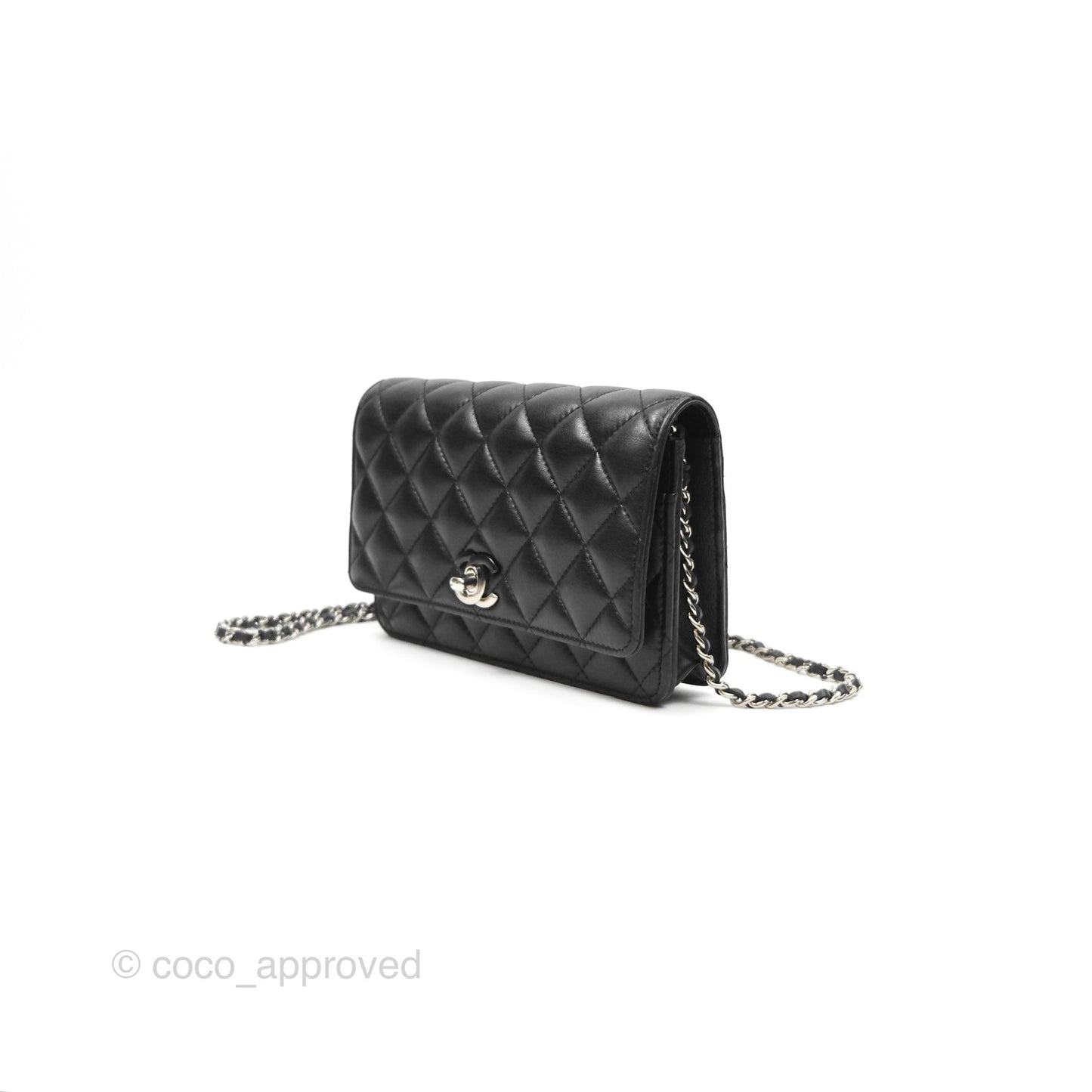 Chanel Gradient CC Wallet On Chain WOC Black Lambskin Silver Hardware 23K