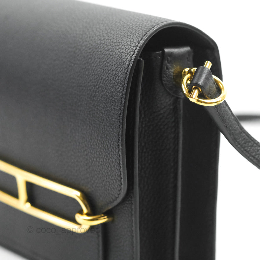 Hermès Roulis Mini 18 Black Clemence Gold Hardware