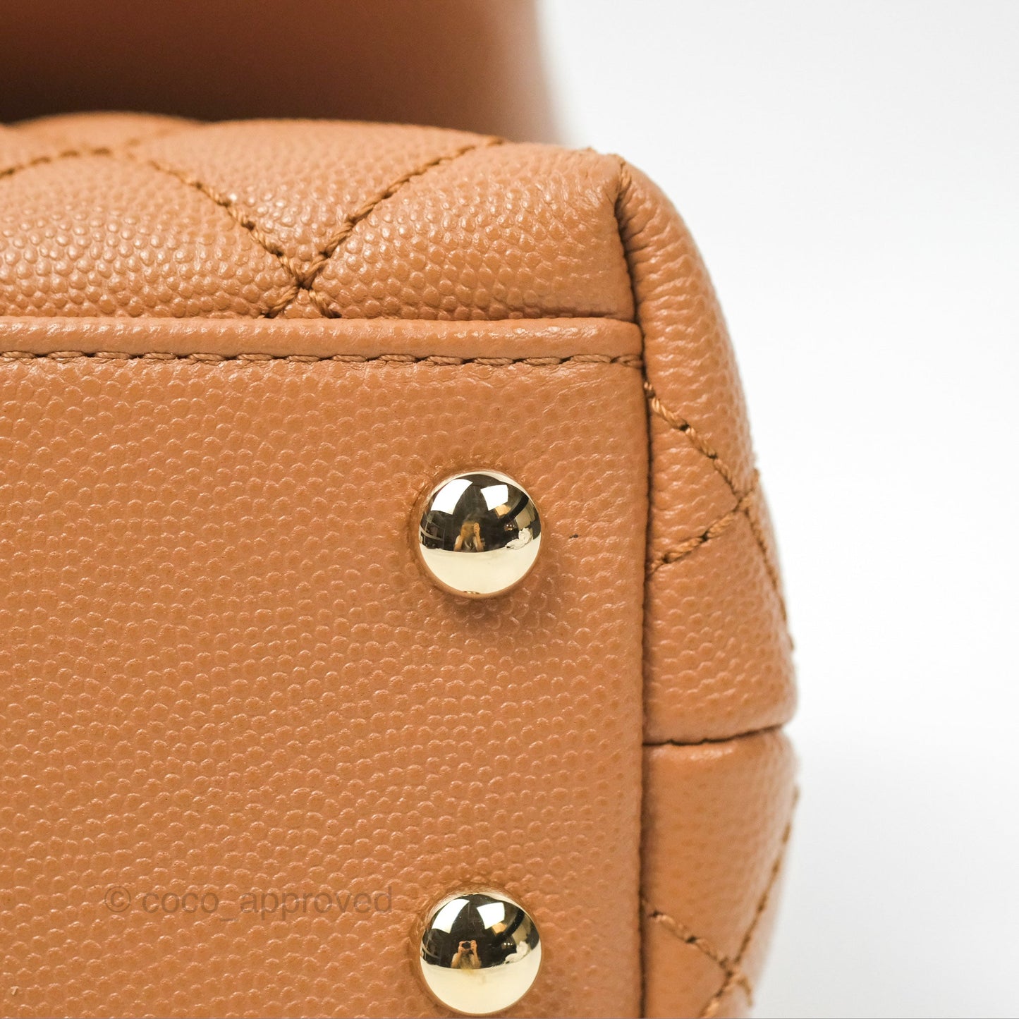 Chanel Mini Coco Handle Dark Beige Caviar Lizard Handle Gold Hardware