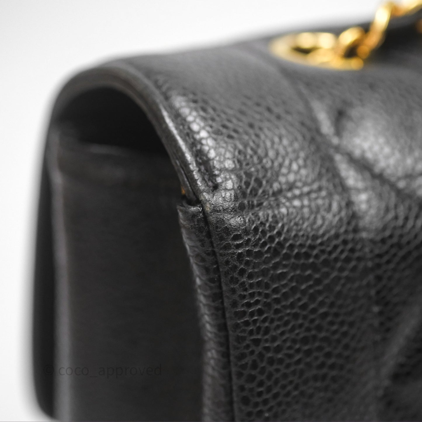 Chanel Small Vintage Quilted Classic Diana Flap Bag Black Caviar 24K Gold Hardware