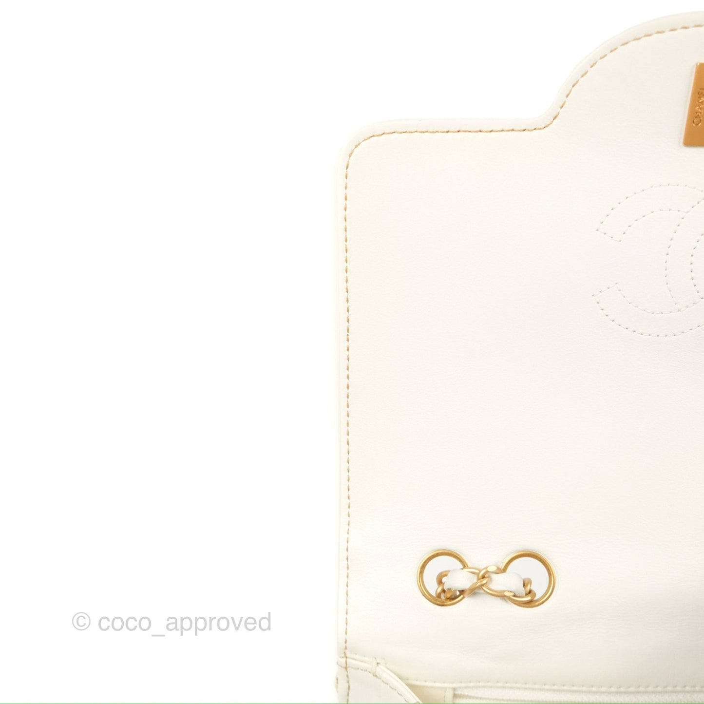 Chanel Small Tweed Flap Bag White Aged Gold Hardware