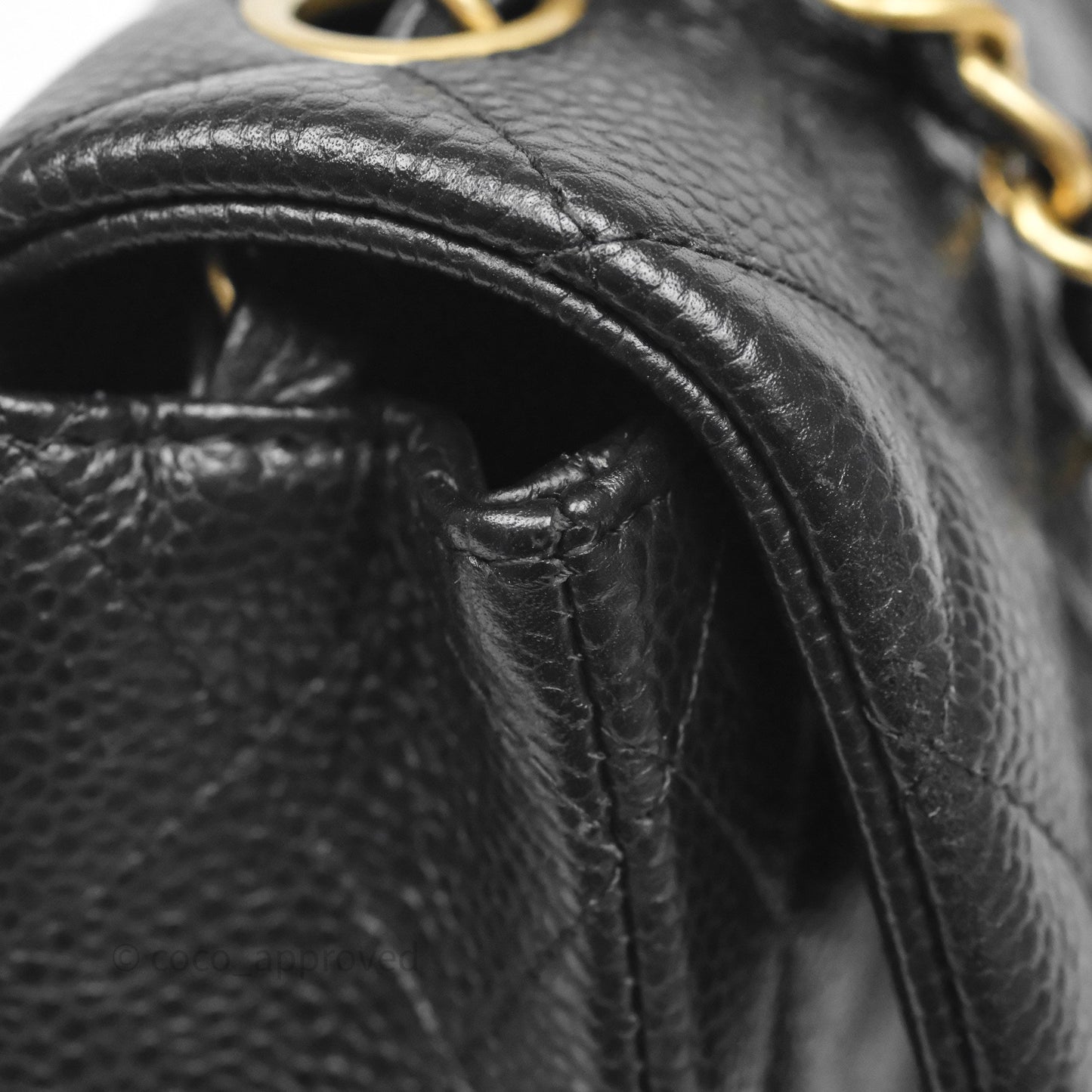 Chanel Mini Rectangular Quilted Black Caviar Aged Gold Hardware