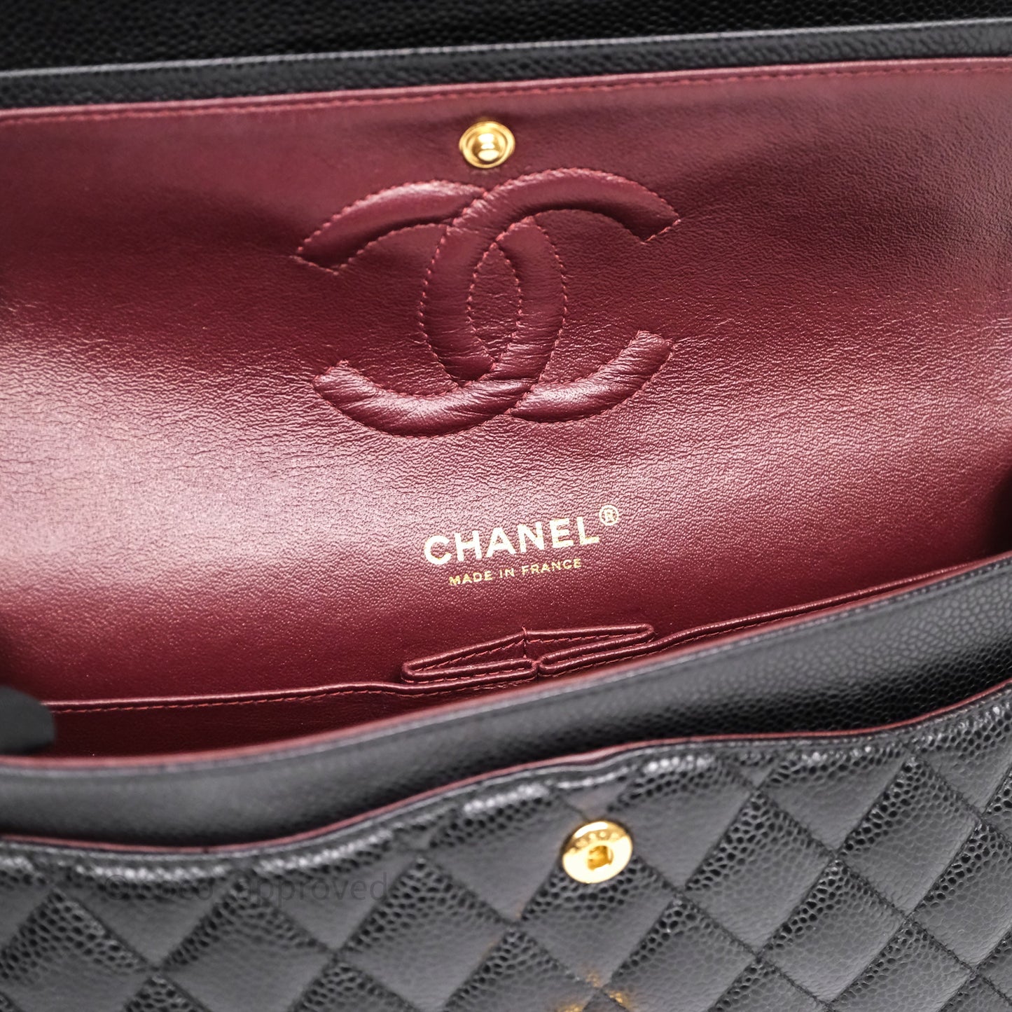 Chanel Classic M/L Medium Flap Quilted Black Caviar Gold Hardware