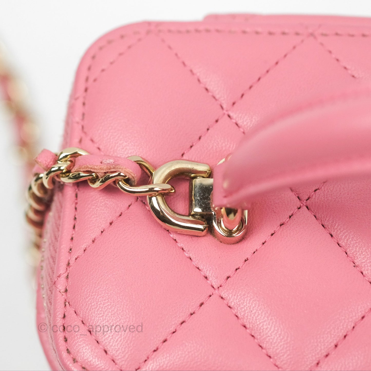 Chanel Vanity Rectangular Top Handle Pink Lambskin Gold Hardware