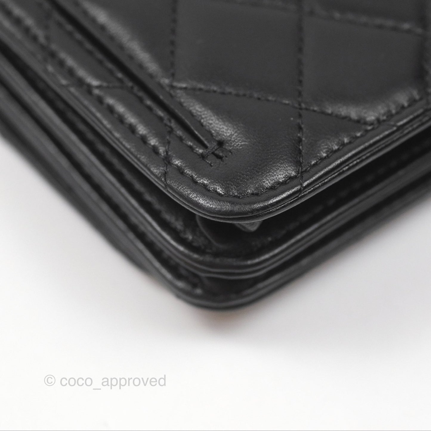 Chanel Quilted Mini Wallet on Chain WOC Black Lambskin Silver Hardware