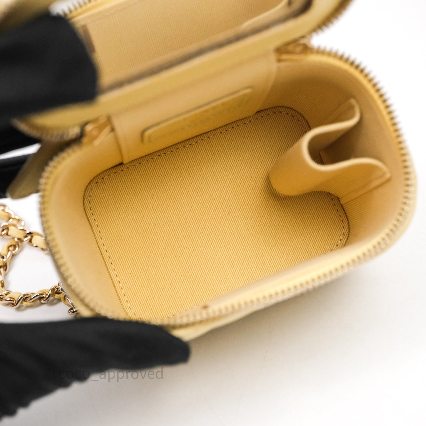 Chanel Mini Top Handle Vanity With Chain Yellow Lambskin Gold Hardware