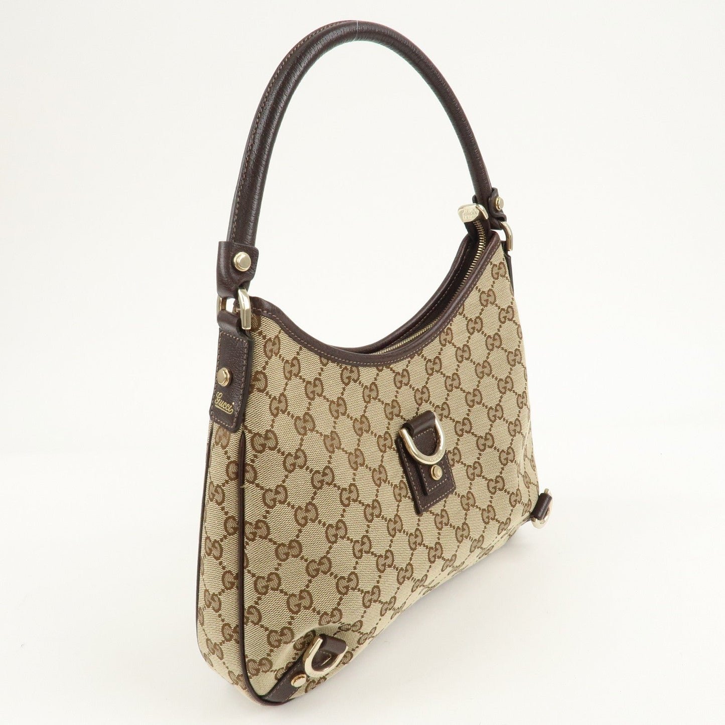 Luxury Gucci Trending 2025 Abbey GG Canvas Leather Shoulder Bag Beige Brown 130738