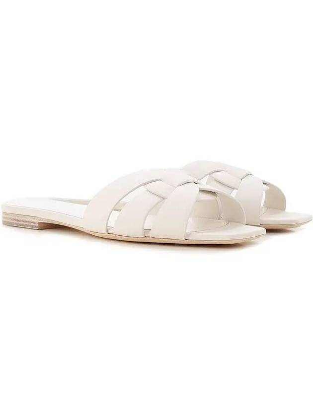 Luxury Saint Laurent Tribute Smooth Leather Mules White