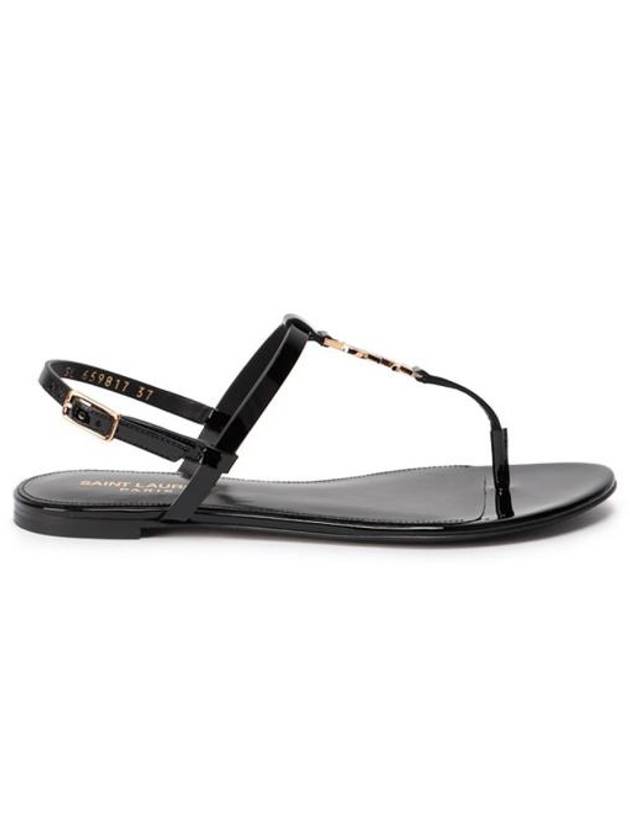 Luxury Saint Laurent Women's Monogram Cassandra Sandals Black