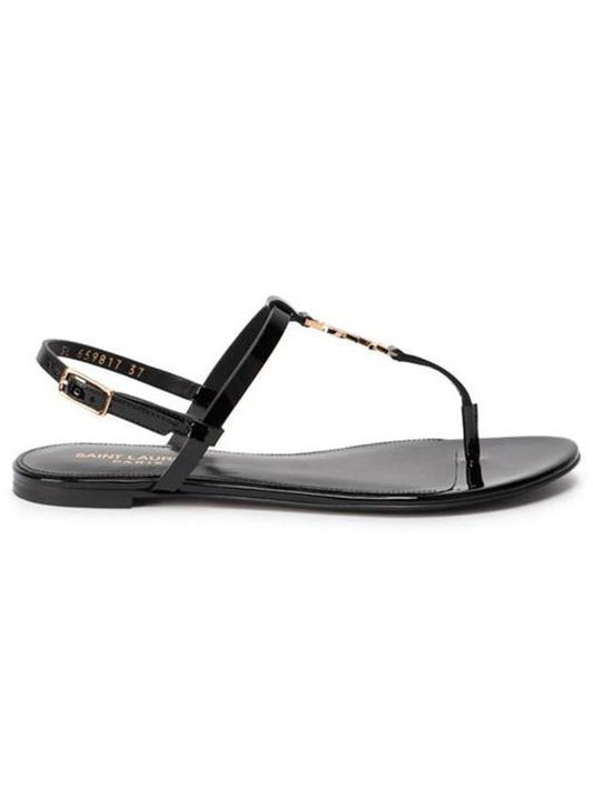 Luxury Saint Laurent Women's Monogram Cassandra Sandals Black