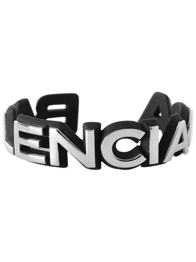 Luxury Balenciaga Metal Logo Bangle Bracelet Silver