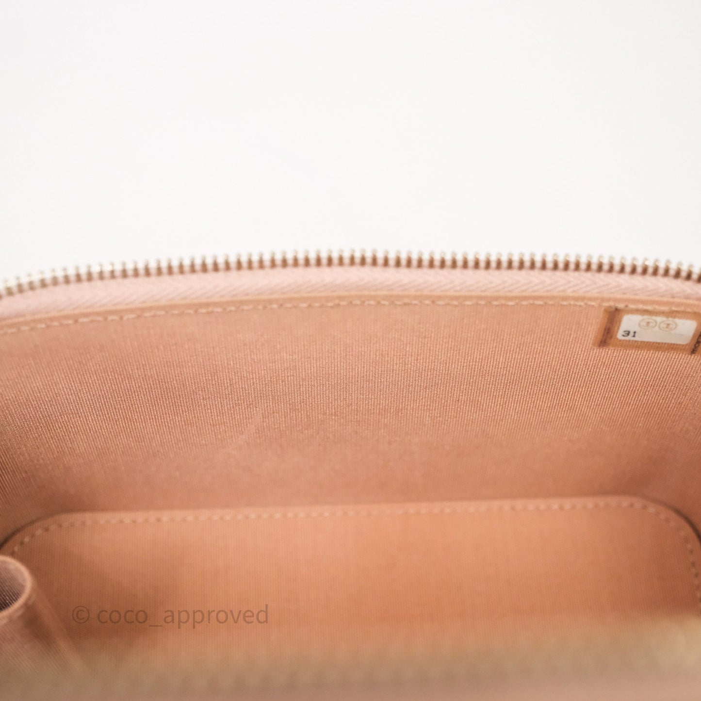 Chanel Vanity Rectangular Top Handle Beige Lambskin Aged Gold Hardware